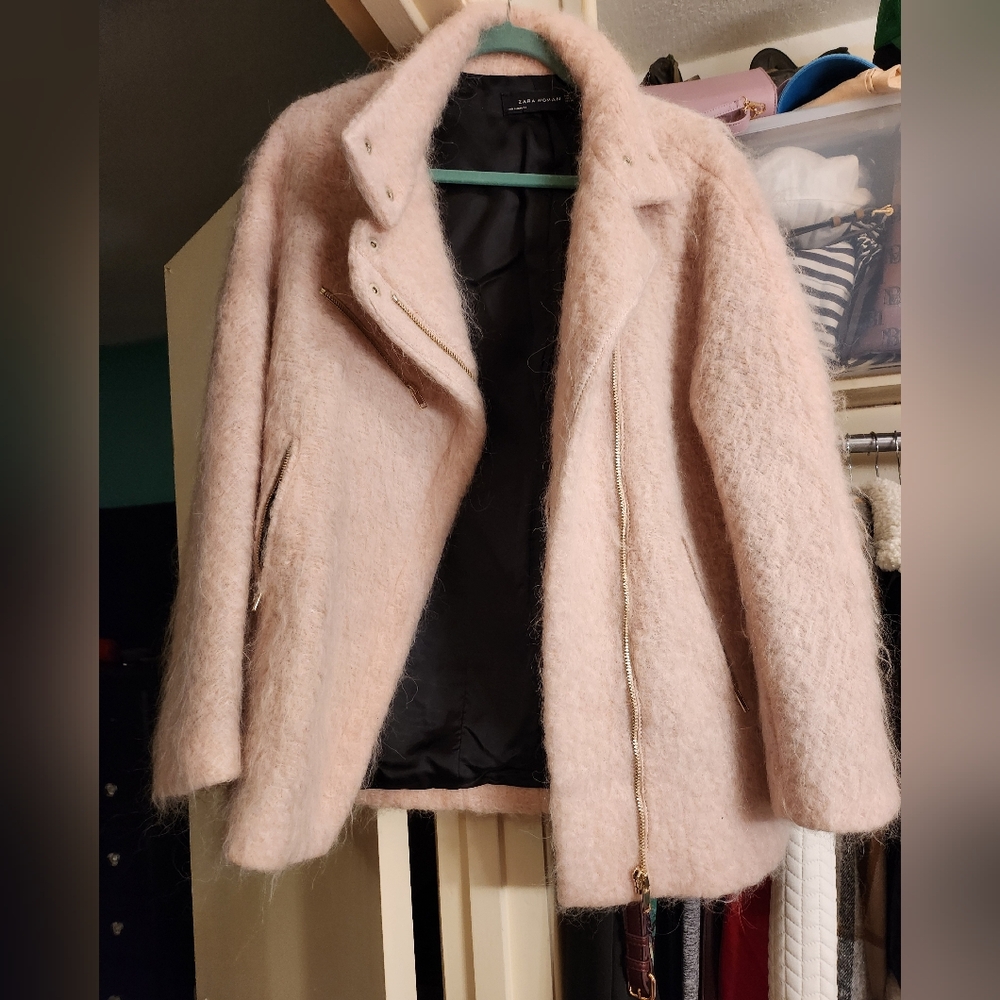 Moto faux alpaca jacket